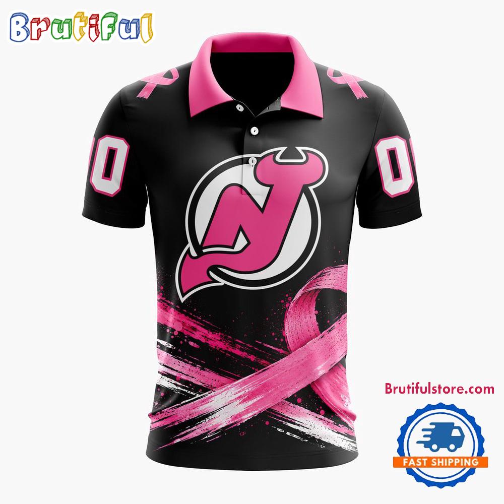 NHL New Jersey Devils Pink Fights Breast Cancer 2026 Personalized Polo Shirts
