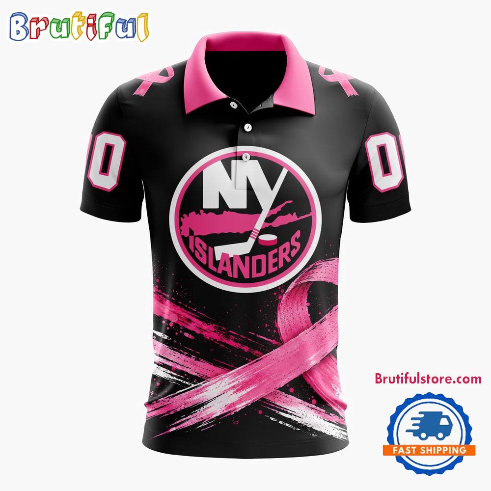NHL New York Islanders Pink Fights Breast Cancer 2026 Personalized Polo Shirts