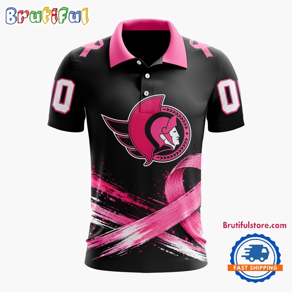 NHL Ottawa Senators Pink Fights Breast Cancer 2026 Personalized Polo Shirts