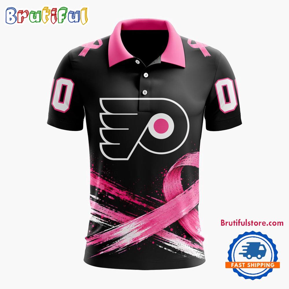 NHL Philadelphia Flyers Pink Fights Breast Cancer 2026 Personalized Polo Shirts