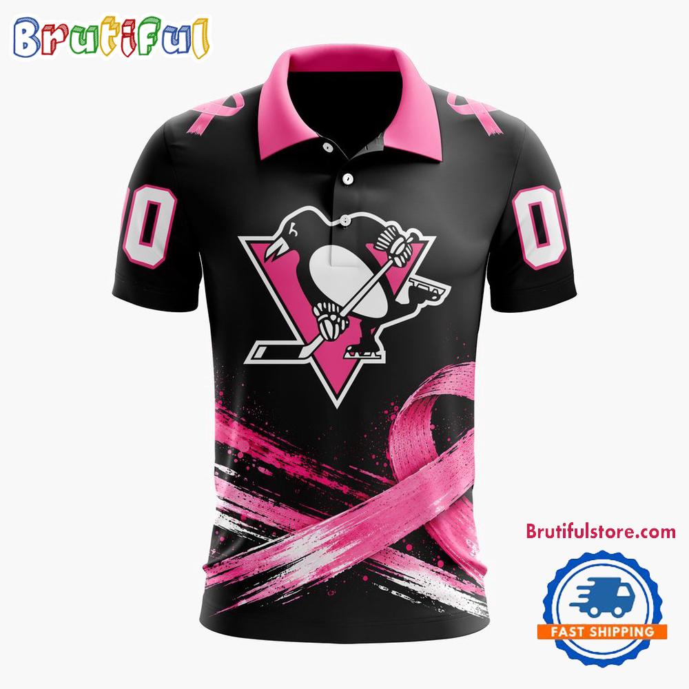 NHL Pittsburgh Penguins Pink Fights Breast Cancer 2026 Personalized Polo Shirts