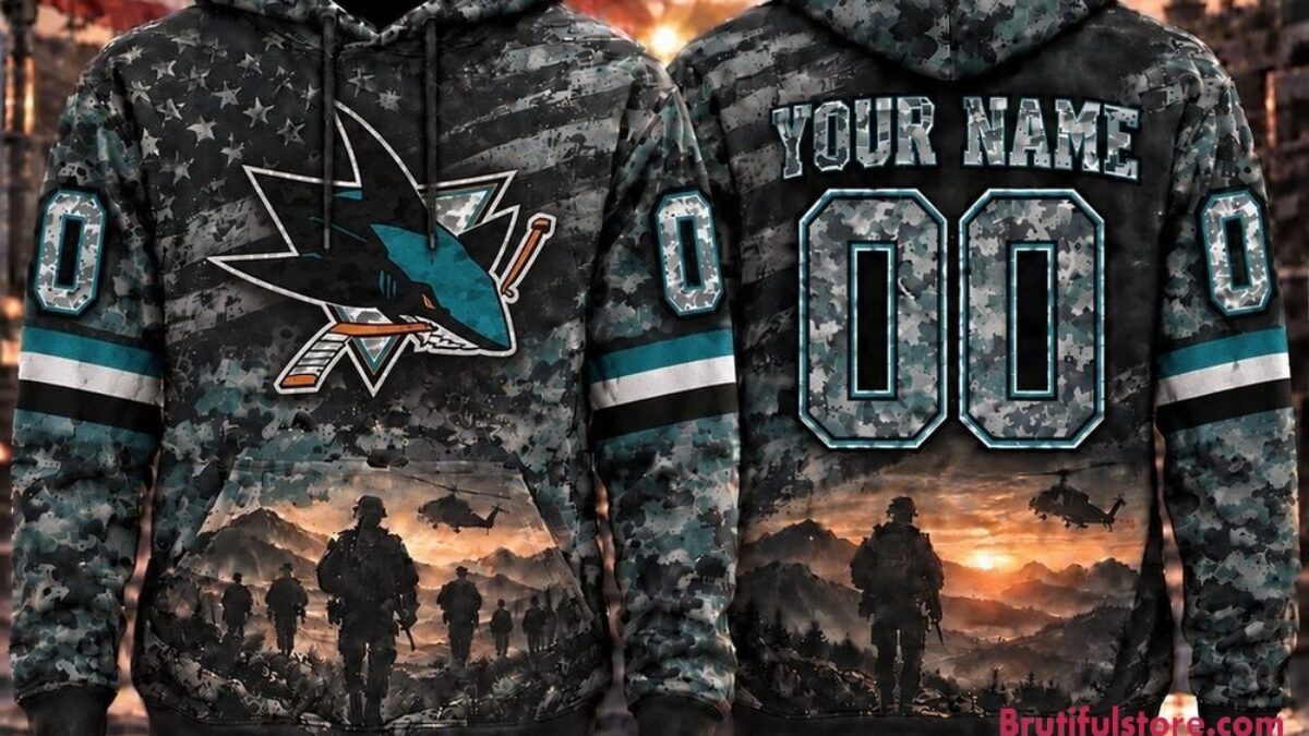 NHL San Jose Sharks Military Appreciation Design Personalized Hoodie