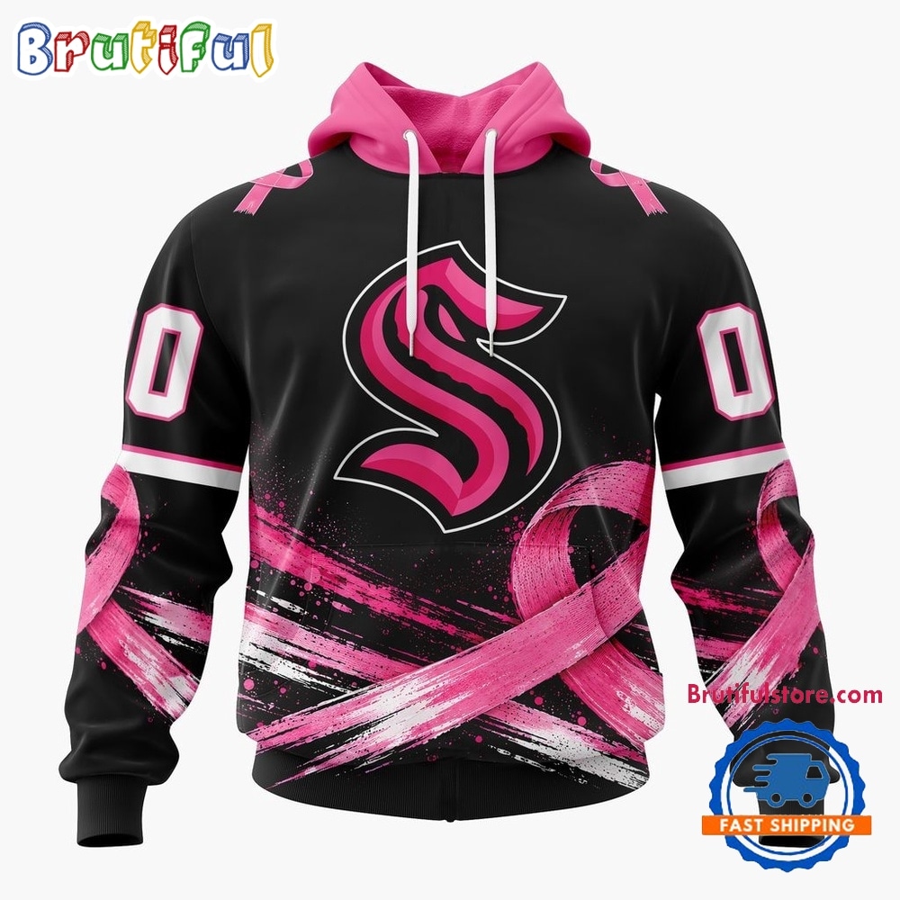 NHL Seattle Kraken 2026 Hockey Pink Fights Breast Cancer Design Hoodie, TShirt, Sweatshirt 1