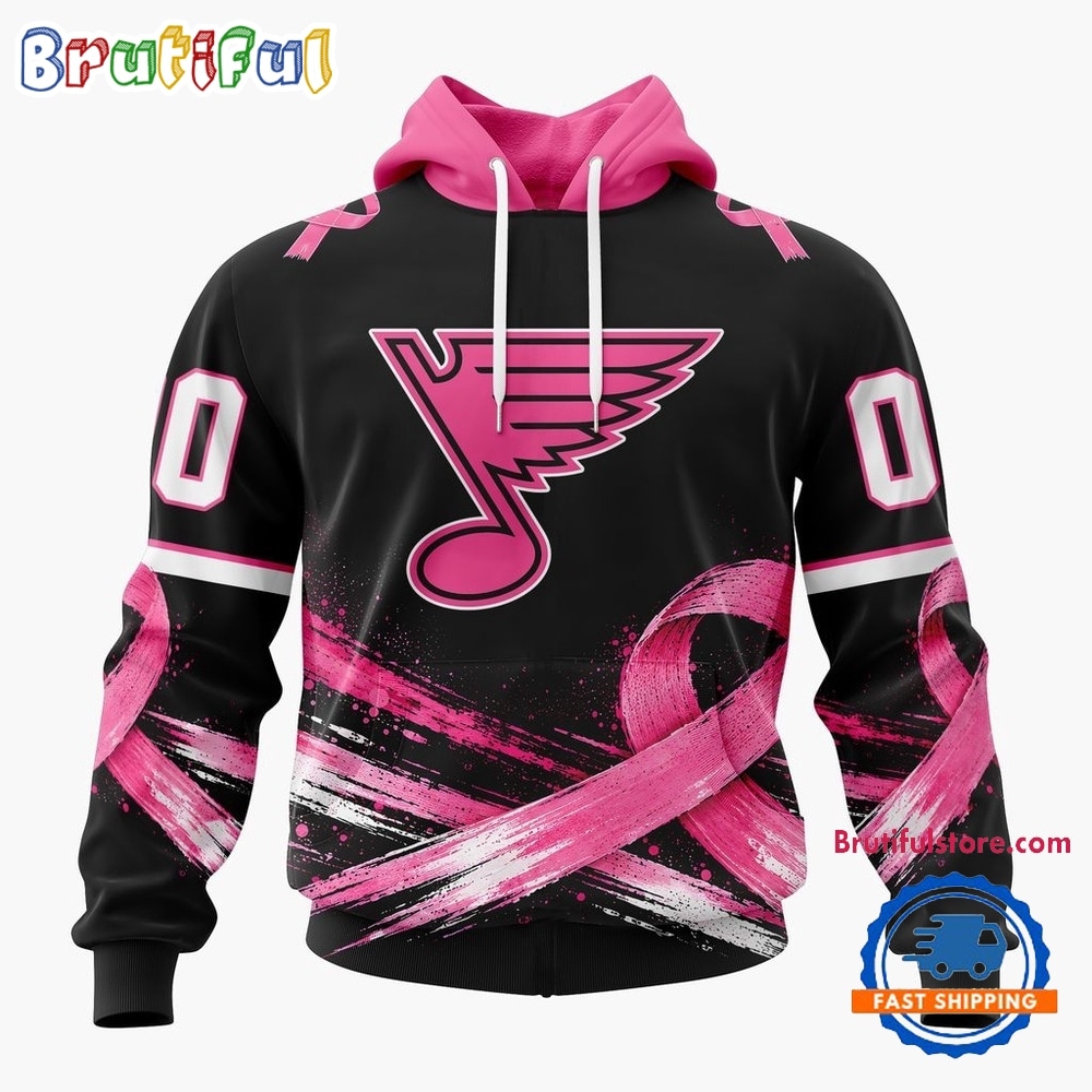 NHL St. Louis Blues 2026 Hockey Pink Fights Breast Cancer Design Hoodie, TShirt, Sweatshirt 1