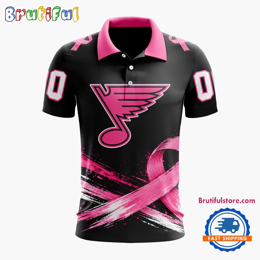 NHL St. Louis Blues Pink Fights Breast Cancer 2026 Personalized Polo Shirts