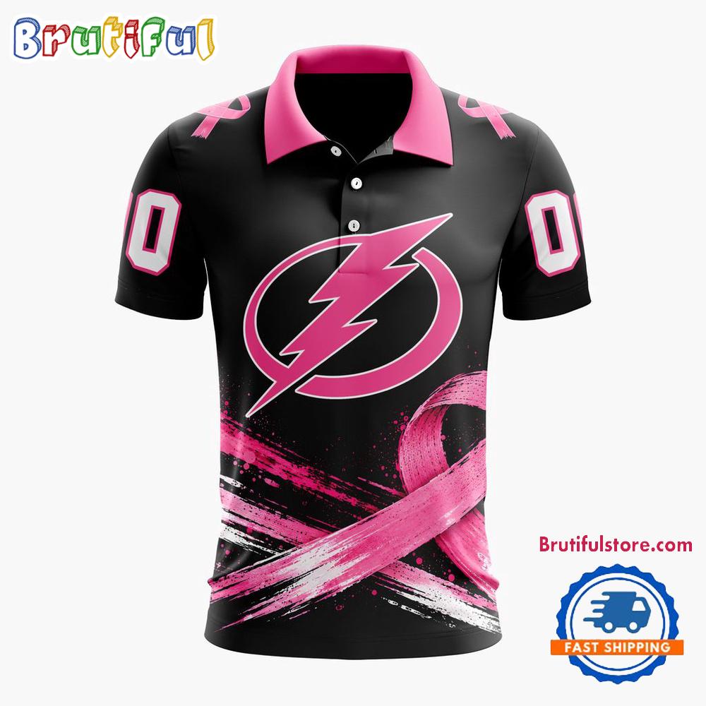 NHL Tampa Bay Lightning Pink Fights Breast Cancer 2026 Personalized Polo Shirts