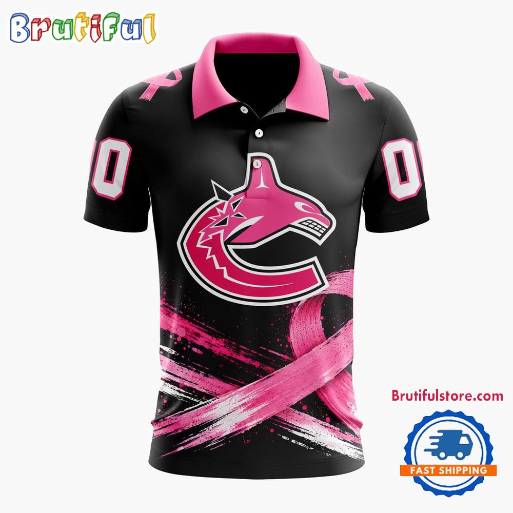 NHL Vancouver Canucks Pink Fights Breast Cancer 2026 Personalized Polo Shirts