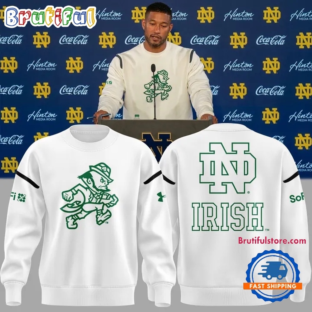 Notre Dame Fighting Irish Football 2026 Go Irish White Sweatshirt Notre Dame Fighting Irish Football 2026 Go Irish White Sweatshirt