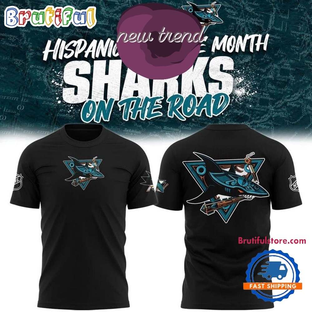 San Jose Sharks Hispanic Heritage Month Sharks On The Road 2026 T Shirt San Jose Sharks Hispanic Heritage Month Sharks On The Road 2026 T Shirt