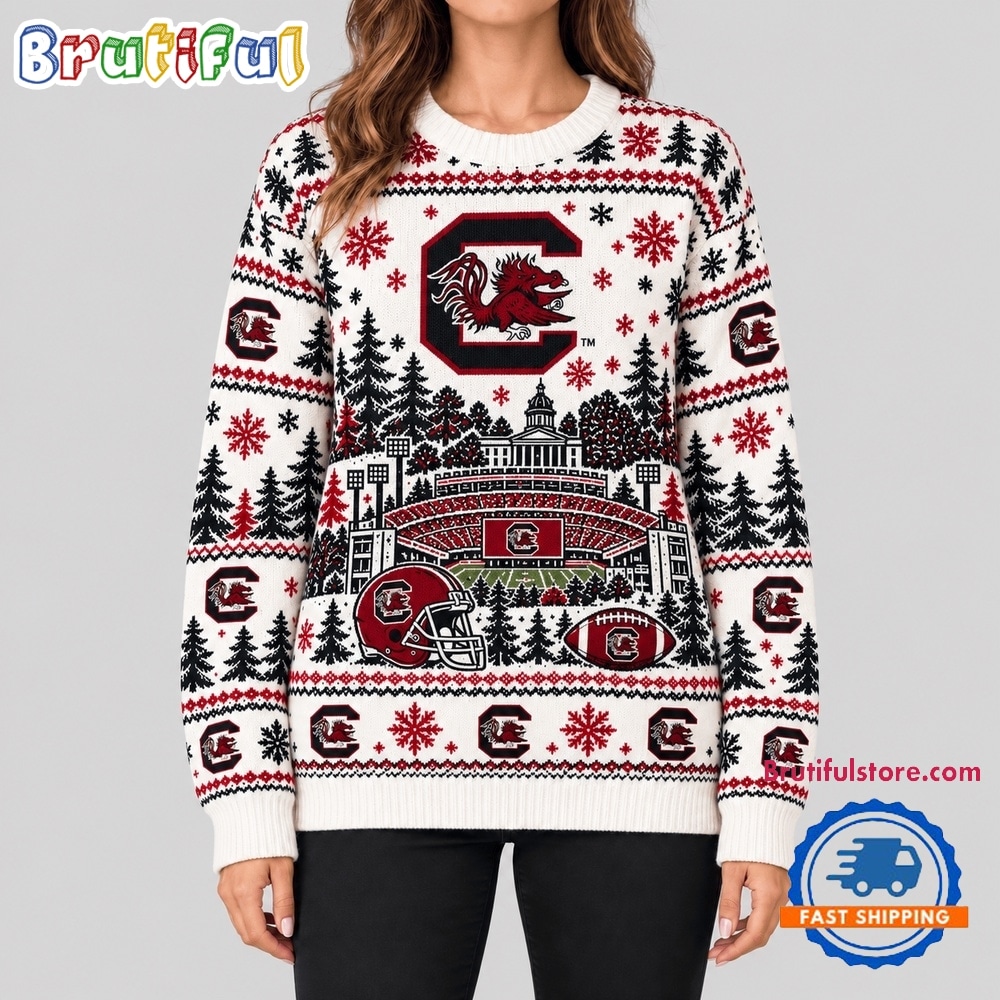 South Carolina Gamecocks 2026 NCAA Stadium Christmas Sweater South Carolina Gamecocks 2026 NCAA Stadium Christmas Sweater
